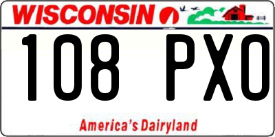WI license plate 108PXO