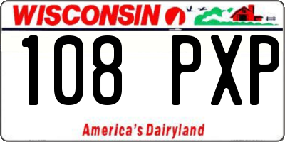 WI license plate 108PXP