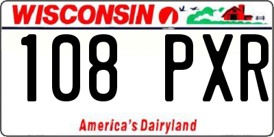 WI license plate 108PXR
