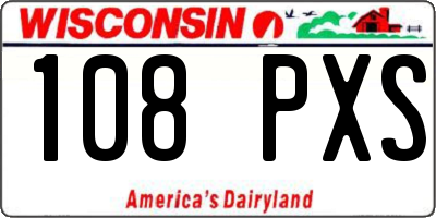 WI license plate 108PXS