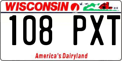 WI license plate 108PXT