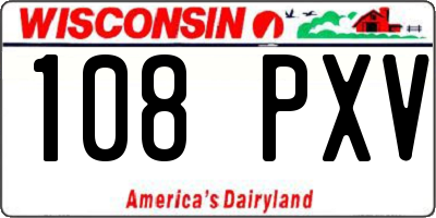 WI license plate 108PXV