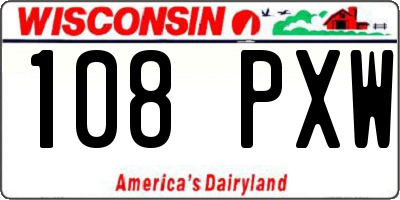 WI license plate 108PXW