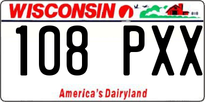 WI license plate 108PXX