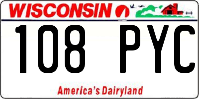 WI license plate 108PYC