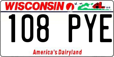 WI license plate 108PYE