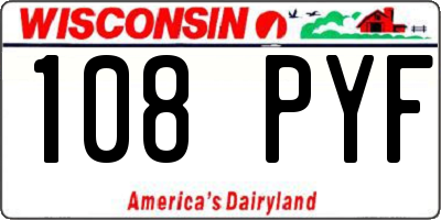 WI license plate 108PYF