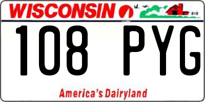 WI license plate 108PYG