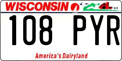 WI license plate 108PYR