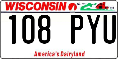 WI license plate 108PYU