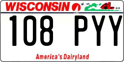 WI license plate 108PYY