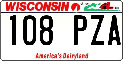 WI license plate 108PZA