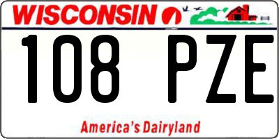 WI license plate 108PZE