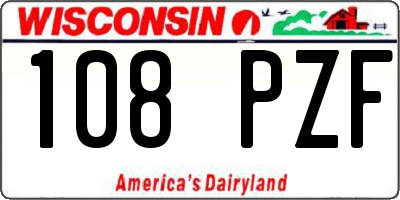WI license plate 108PZF