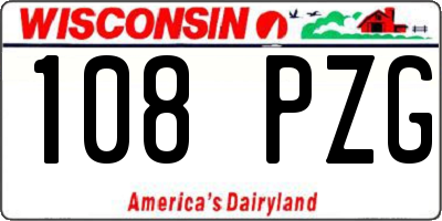 WI license plate 108PZG