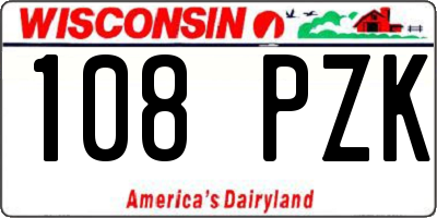 WI license plate 108PZK