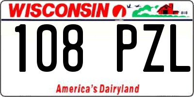 WI license plate 108PZL