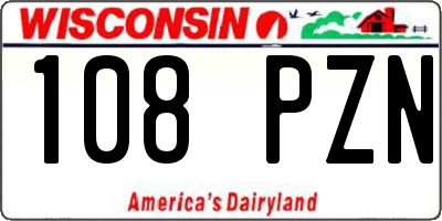WI license plate 108PZN