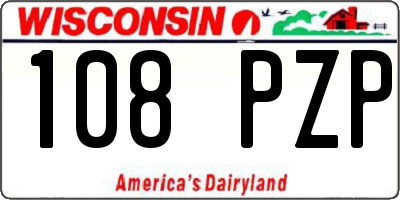 WI license plate 108PZP