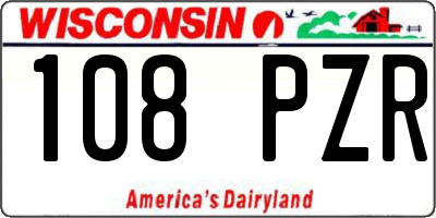 WI license plate 108PZR