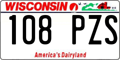 WI license plate 108PZS