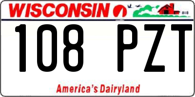 WI license plate 108PZT