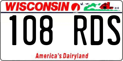 WI license plate 108RDS