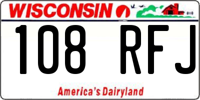 WI license plate 108RFJ