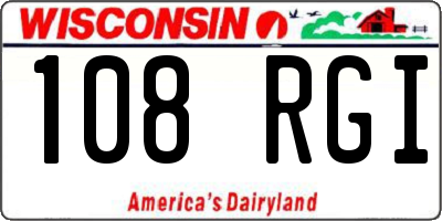 WI license plate 108RGI