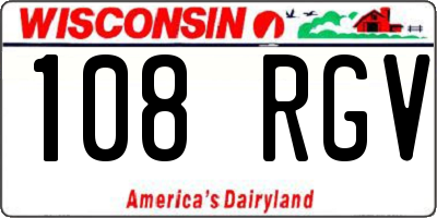 WI license plate 108RGV
