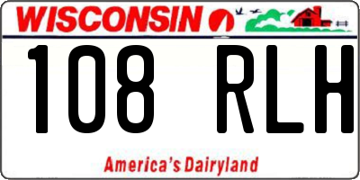WI license plate 108RLH