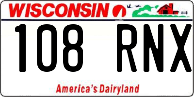 WI license plate 108RNX