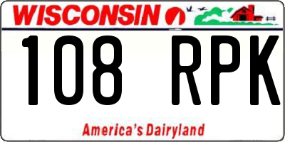 WI license plate 108RPK