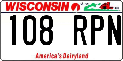 WI license plate 108RPN