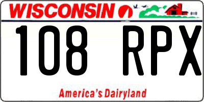 WI license plate 108RPX