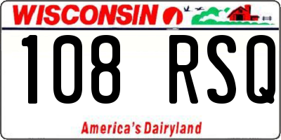 WI license plate 108RSQ