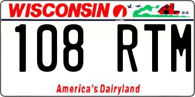 WI license plate 108RTM