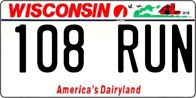 WI license plate 108RUN