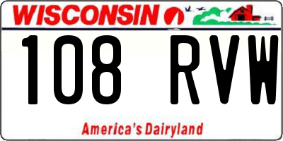 WI license plate 108RVW