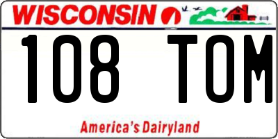 WI license plate 108TOM