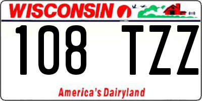WI license plate 108TZZ
