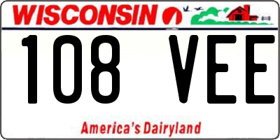WI license plate 108VEE