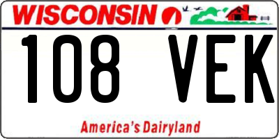 WI license plate 108VEK