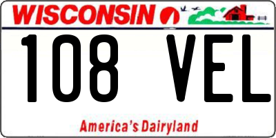 WI license plate 108VEL
