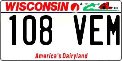 WI license plate 108VEM