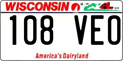 WI license plate 108VEO