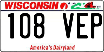 WI license plate 108VEP