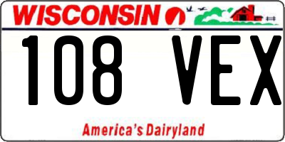 WI license plate 108VEX
