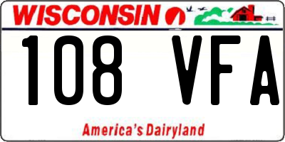 WI license plate 108VFA