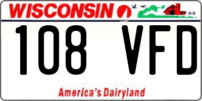 WI license plate 108VFD